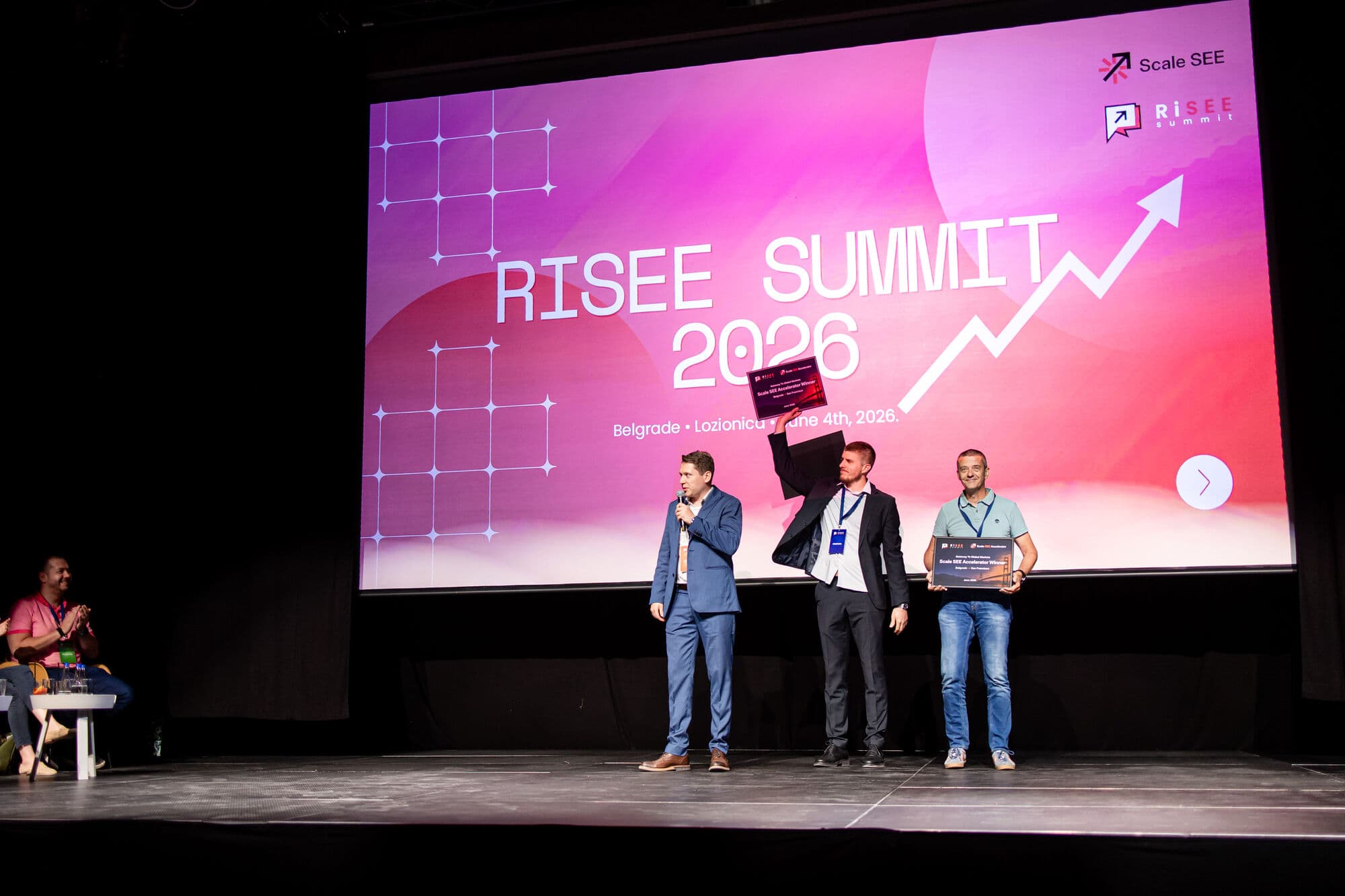 Scale SEE founders on stage at RiSEE Summit 2026 in Belgrade